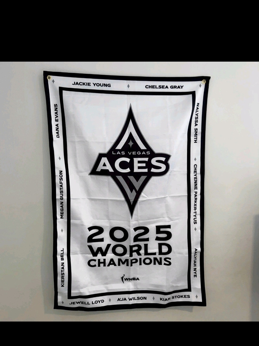 2025 World Champions White & Black Banner LV Aces
